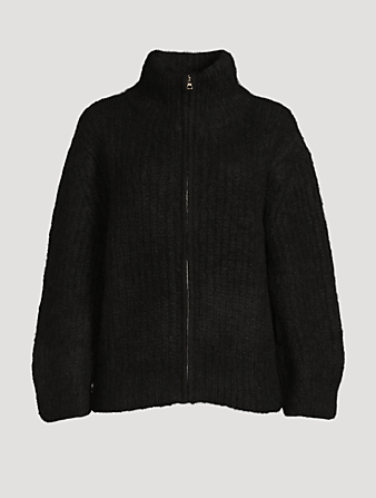 BARE KNITWEAR The Rib Alpaca-Blend Sweater Jacket Women's Black