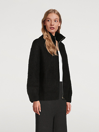 BARE KNITWEAR The Rib Alpaca-Blend Sweater Jacket Women's Black
