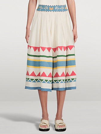 CAROLINA K Roma Organic Linen Midi Skirt Women's White