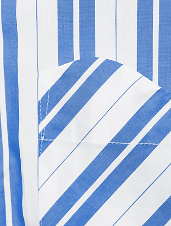 GANNI Asymmetric Wavy Shirt In Striped Print Women's Blue
