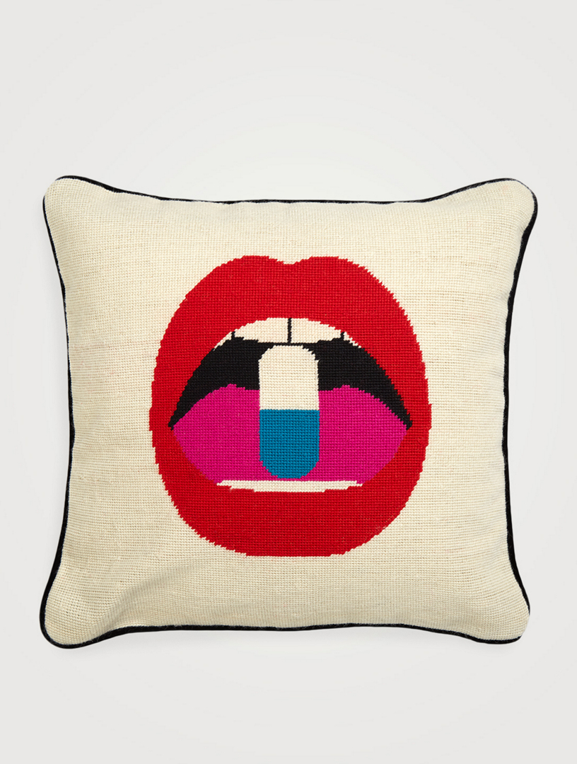 JONATHAN ADLER Lips Full Dose Needlepoint Throw Pillow | Holt Renfrew ...