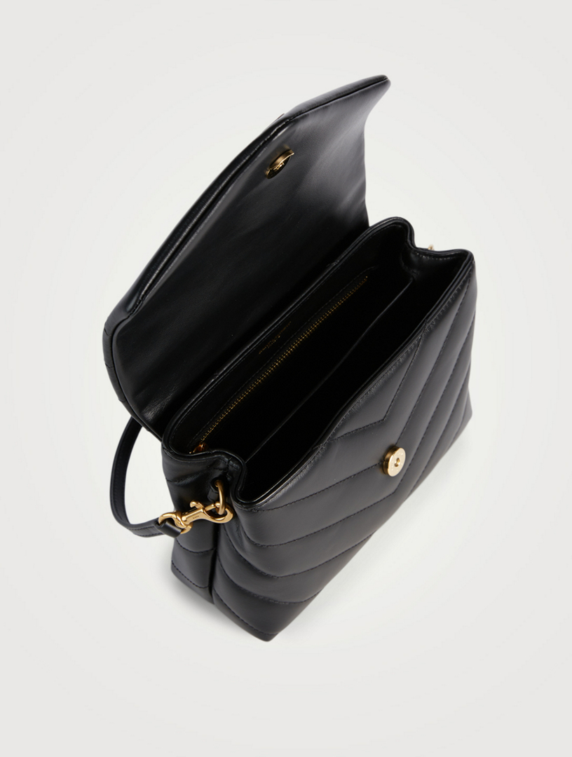 SAINT LAURENT Toy Loulou YSL Monogram Leather Crossbody Bag Women's Black