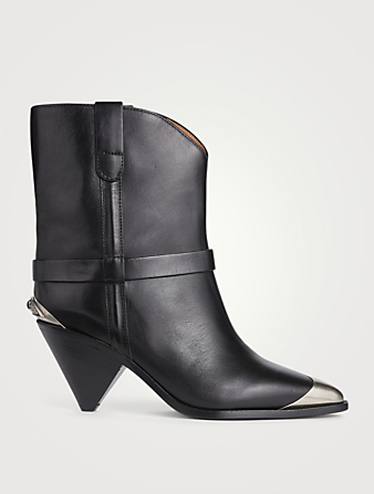 ISABEL MARANT Limza Leather Heeled Western Boots Women's Black