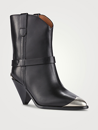 ISABEL MARANT Limza Leather Heeled Western Boots Women's Black
