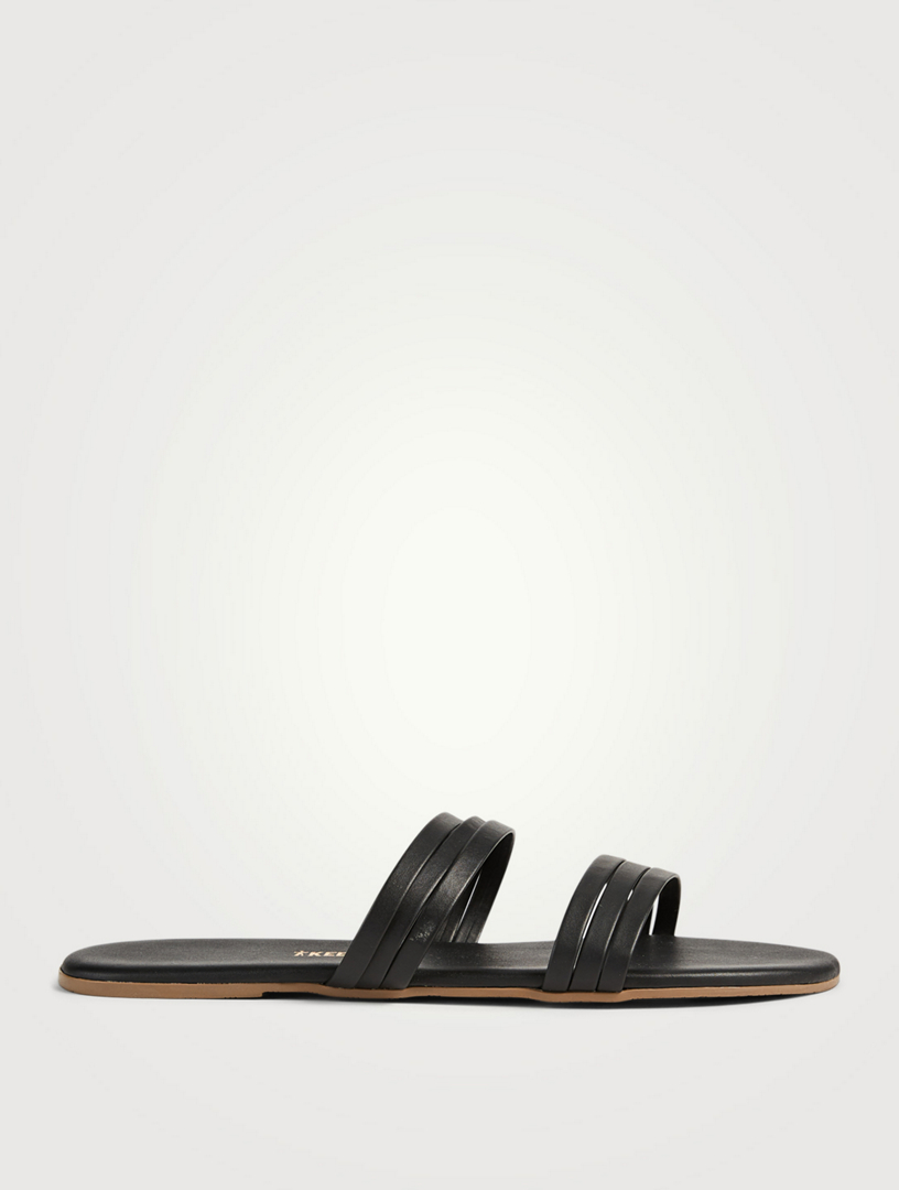 TKEES Allegra Leather Slide Sandals Women's Black