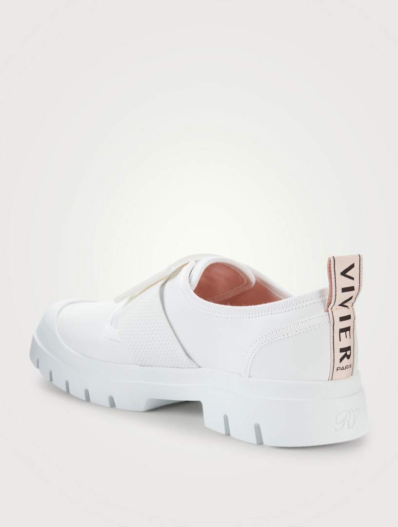 ROGER VIVIER Sneakers Walky Viv’ en cuir avec boucle laquée Femmes Blanc