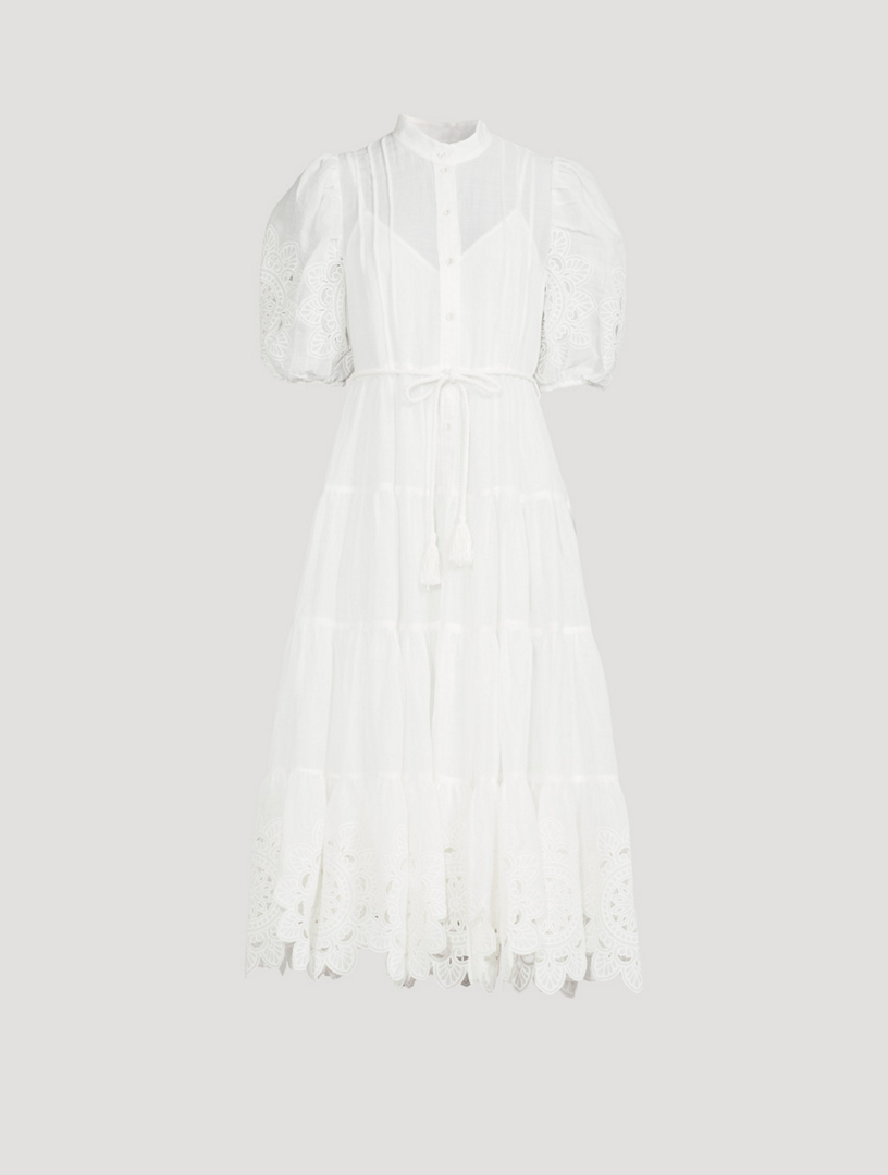 ZIMMERMANN Teddy Scallop Frill Midi Dress Holt Renfrew Canada