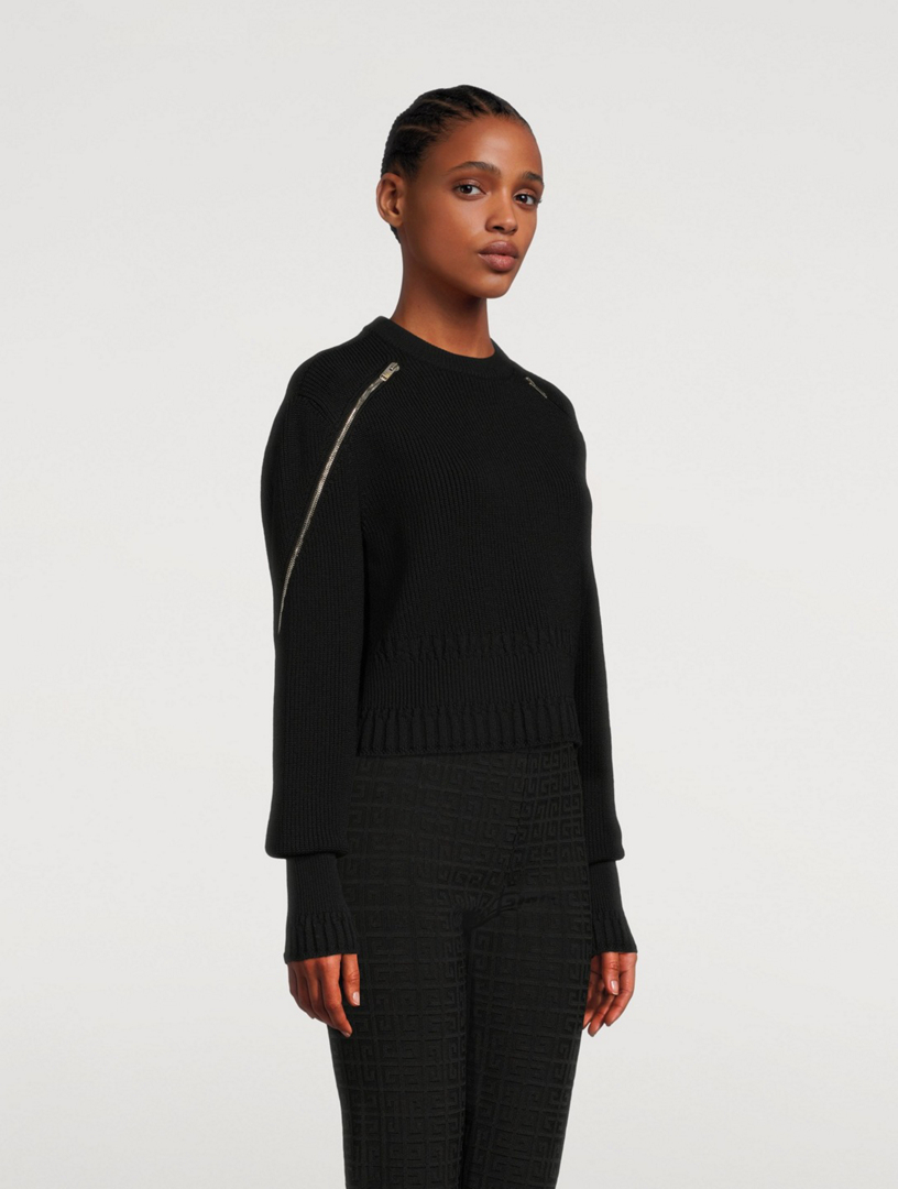 GIVENCHY Cropped Sweater With Zippers Women's Black