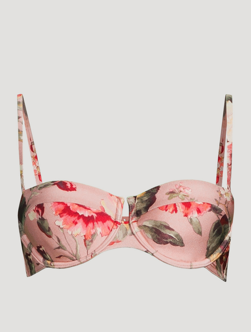 ZIMMERMANN Cassia Balconette Bra Bikini Top In Floral Print Women's Pink