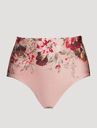 ZIMMERMANN Cassia High-Waisted Bikini Bottom In Floral Print Women's Pink