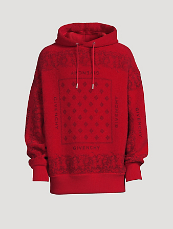 GIVENCHY Barbed Wire Wool Hoodie Mens Red