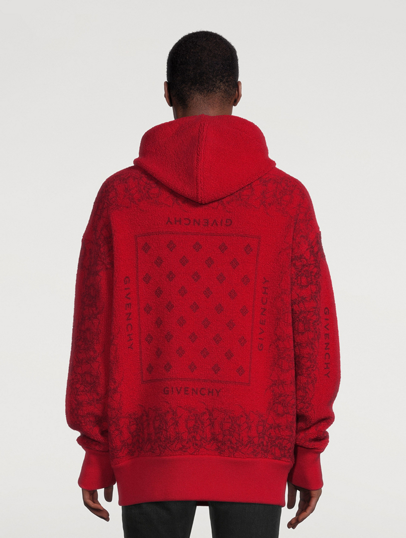 GIVENCHY Kangourou en laine à imprimé de fils barbelés Hommes Rouge