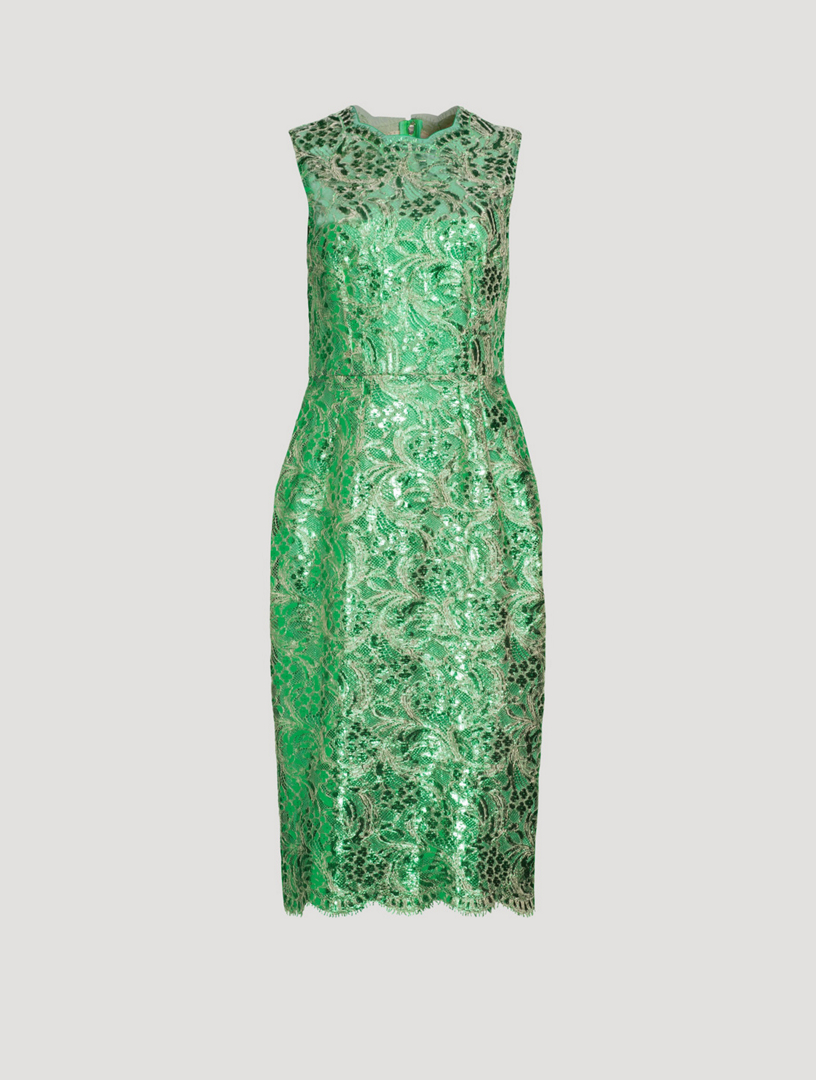 DOLCE & GABBANA Laminated Lace Sleeveless Midi Dress | Holt Renfrew Canada
