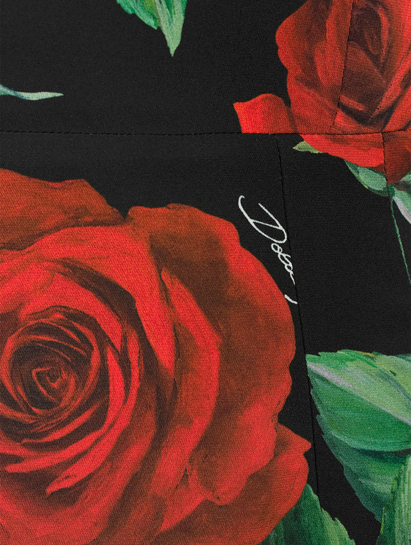 DOLCE & GABBANA Stretch Silk Midi Dress In Rose Print | Holt Renfrew Canada