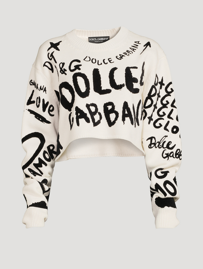 DOLCE & GABBANA Intarsia Cropped Sweater In Flocked Graffiti Print | Holt  Renfrew Canada