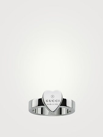 Silver Heart Ring With Gucci Trademark