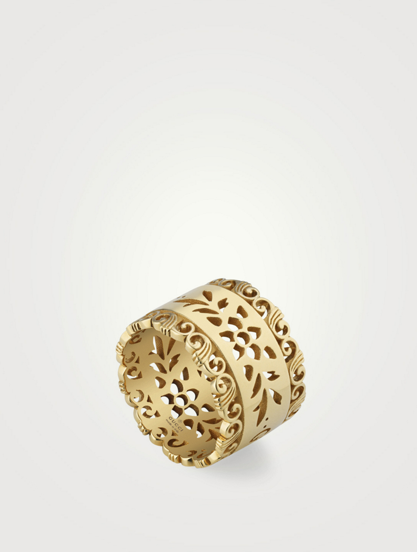 GUCCI Icon Blooms 18K Gold Ring Women's Metallic