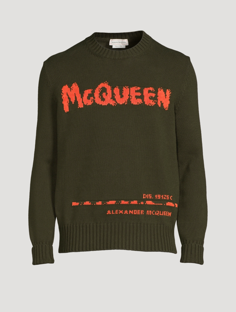 ALEXANDER MCQUEEN Graffiti Logo Sweater Men's Green