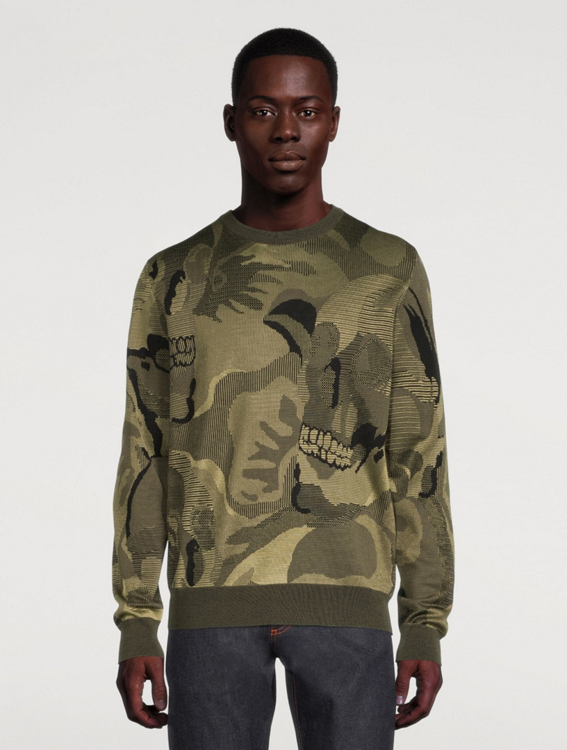 ALEXANDER MCQUEEN Skull Camouflage Jacquard Sweater Men's Green