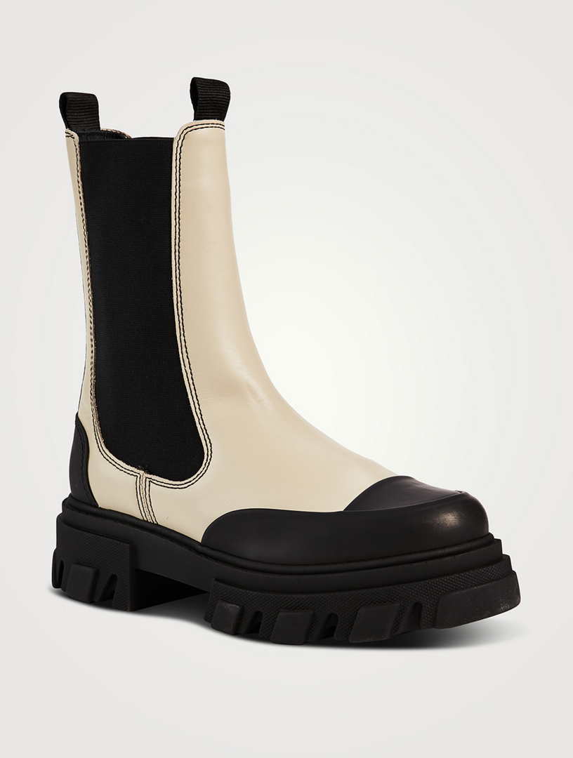GANNI Leather Mid-Calf Chelsea Boots | Holt Renfrew Canada