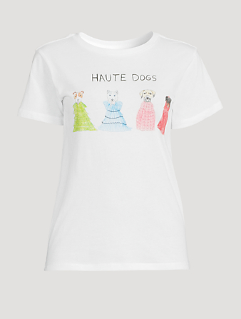 UNFORTUNATE PORTRAIT Haute Dogs Cotton T-Shirt Women's White