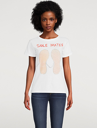 UNFORTUNATE PORTRAIT Soul Mates Cotton T-Shirt Women's White