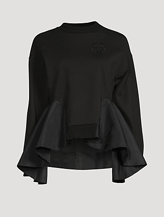 ALEXANDER MCQUEEN Cotton Peplum Sweatshirt Women's Black