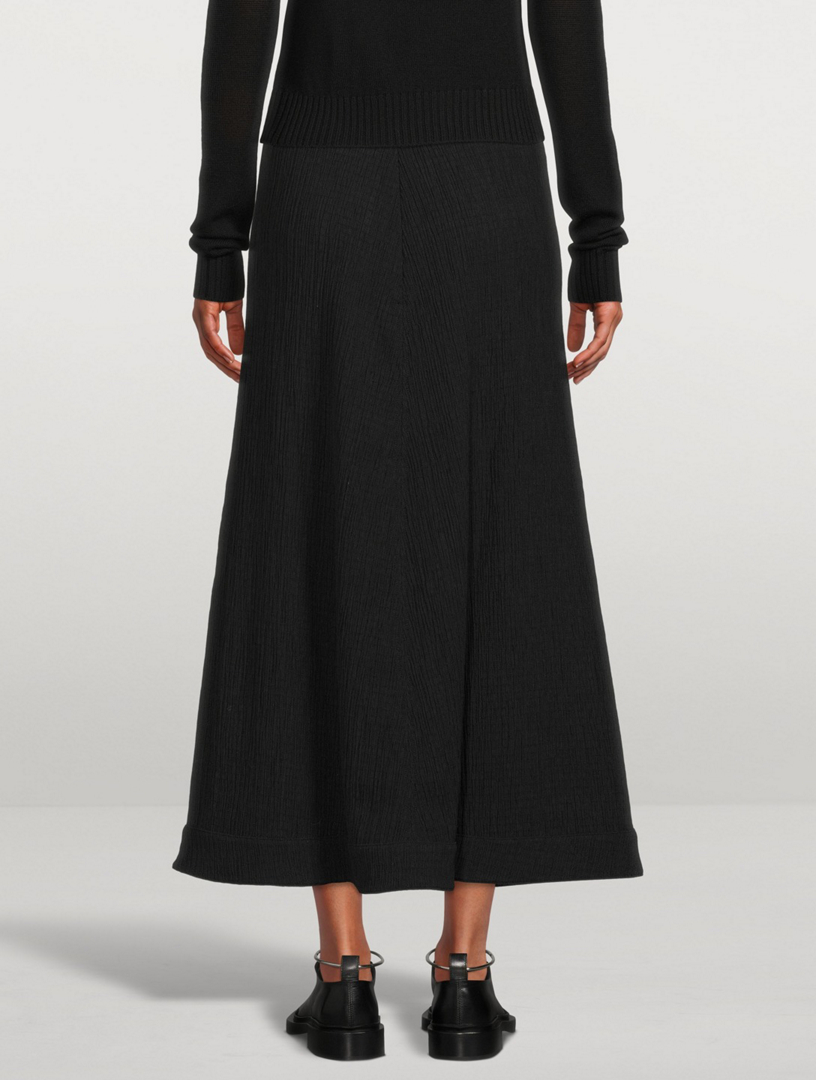 JIL SANDER Cotton Jersey Midi Skirt Women's Black