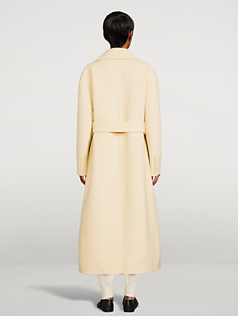 JIL SANDER Wool Long Belted Coat Women's Beige