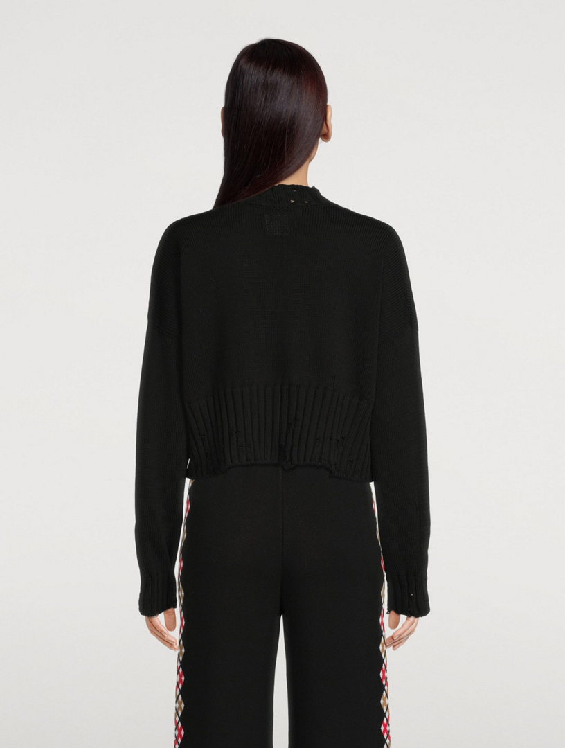 MARNI Twisted Cardigan With Logo Embroidery Women's Black
