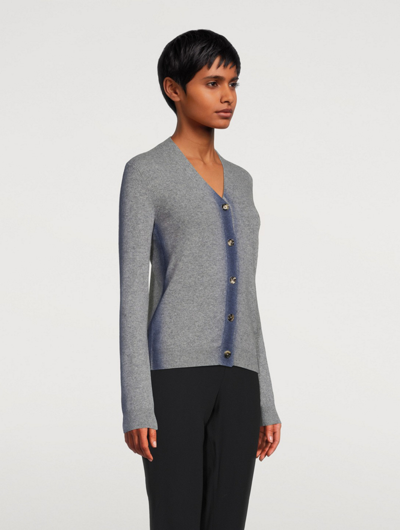 grey v neck cardigan women's