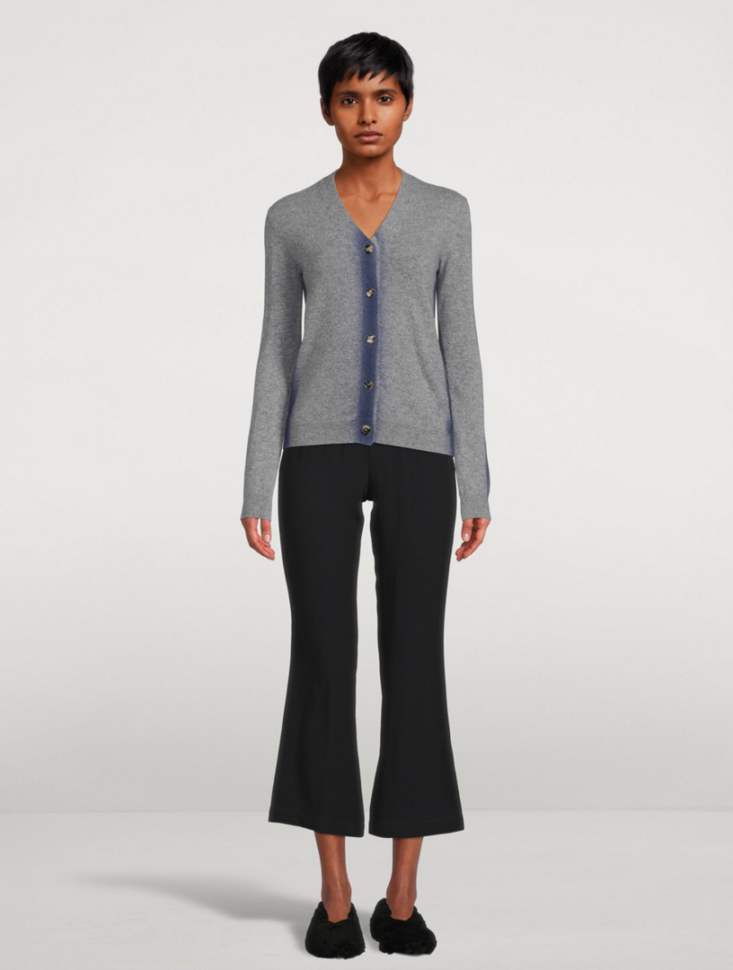grey v neck cardigan women's