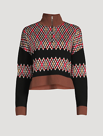 MARNI Jacquard Zip Sweater Women's Black