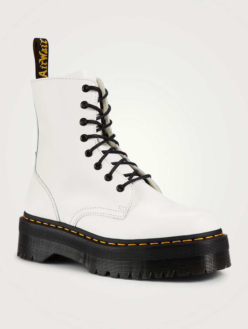 platform combat boots white