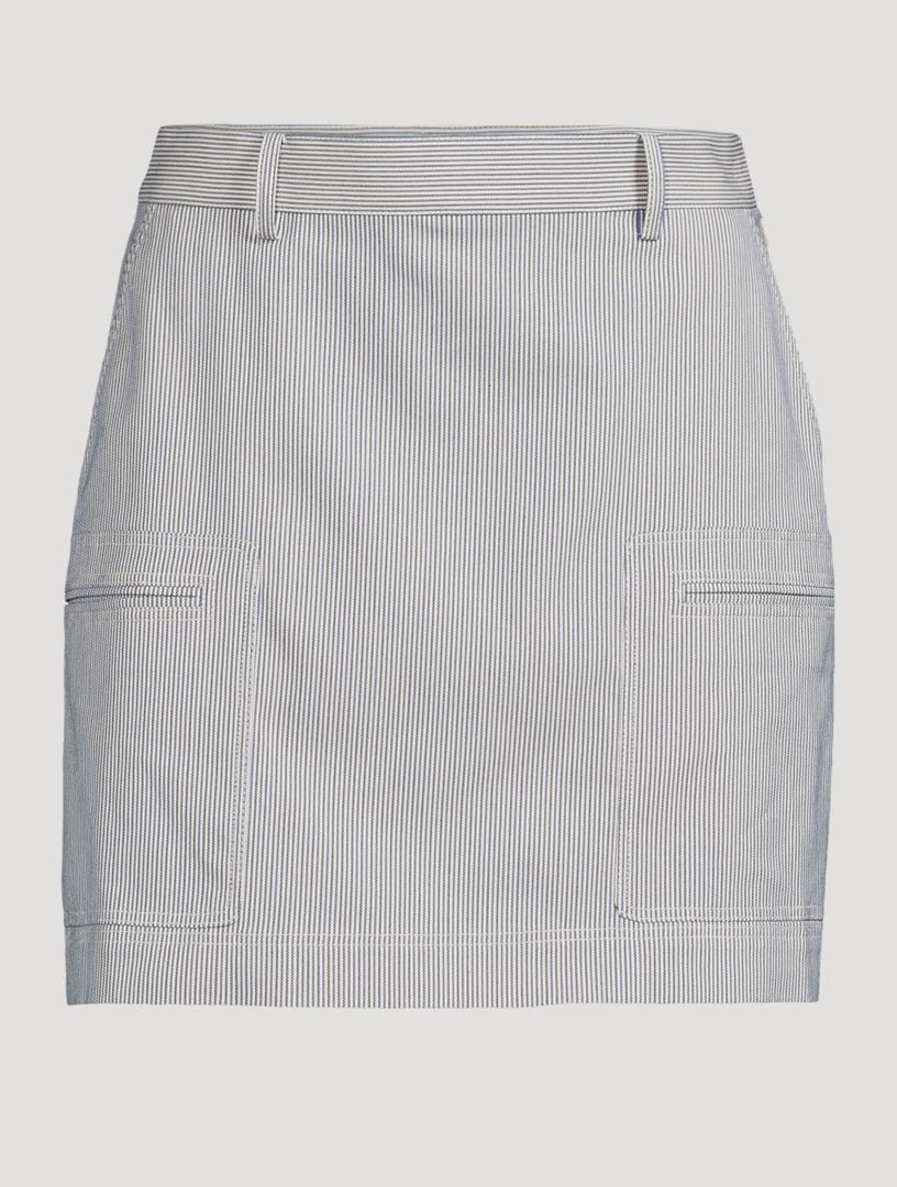 THEORY Cotton-Blend Mini Skirt In Striped Print Women's Multi