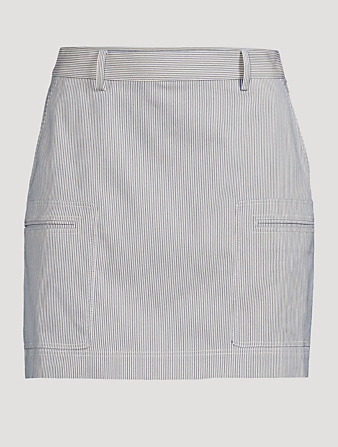 THEORY Cotton-Blend Mini Skirt In Striped Print Women's Multi