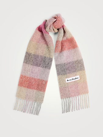 for Men Acne Studios Wool Vally Check Scarf in Fuchsia/Lilac/Pink Mens Accessories Scarves and mufflers Pink 