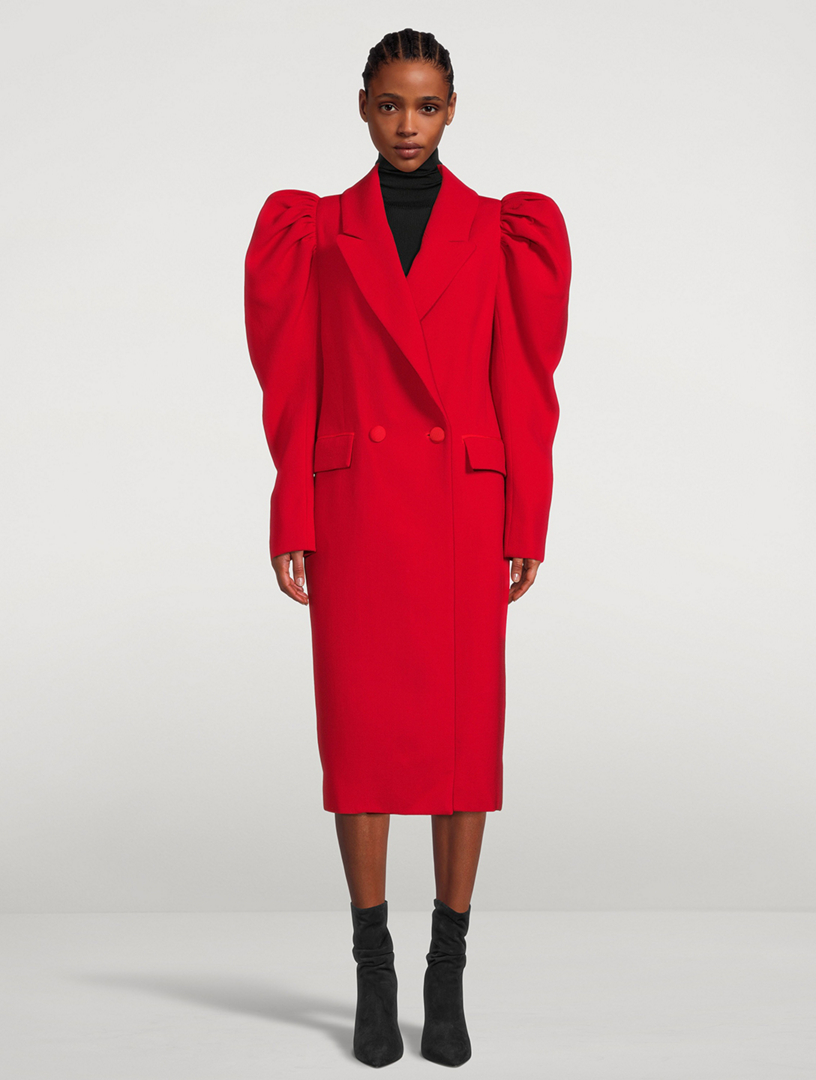 puff sleeve wool coat