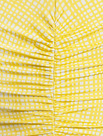 SOLID AND STRIPED The Lucia One-Piece Swimsuit In Mini Grid Print Women's Yellow