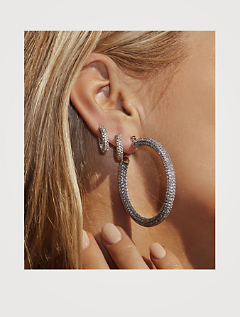 LUV AJ Amalfi Pavé Hoop Earrings Women's Metallic
