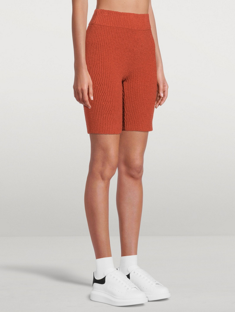 RAG & BONE Sunny Cotton Rib Bike Shorts Women's Brown