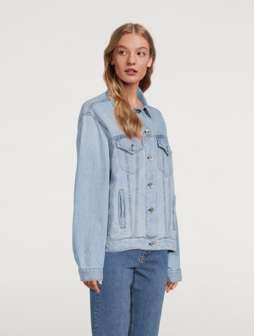 RAG & BONE Cotton And Linen Oversized Denim Jacket Women's Blue