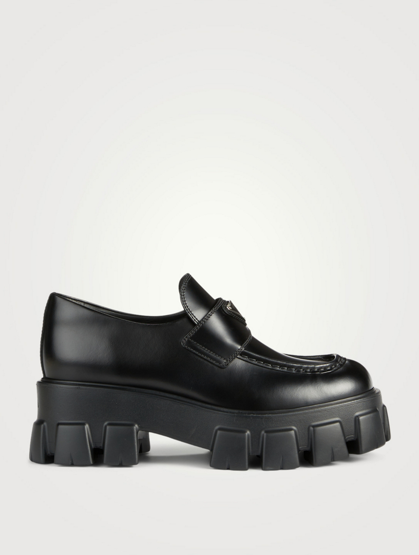 prada logo platform loafers