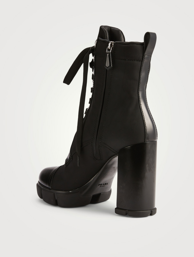 PRADA Monolith Re-Nylon And Leather Lace-Up Heeled Ankle Boots | Holt  Renfrew Canada