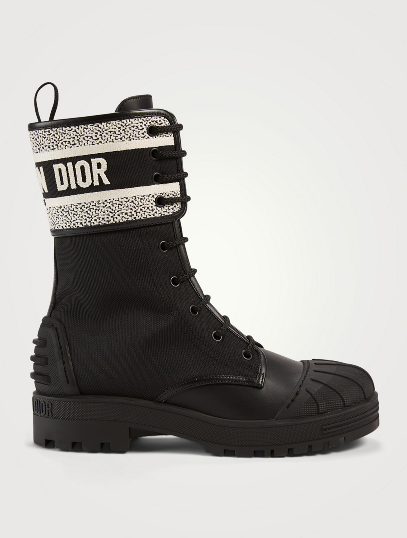 DIOR D-Major Technical Fabric And Leather Lace-Up Ankle Boots Women's Multi
