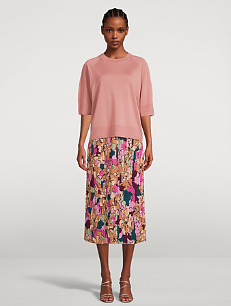 DRIES VAN NOTEN Sarean Printed Pleated Midi Skirt Women's Pink