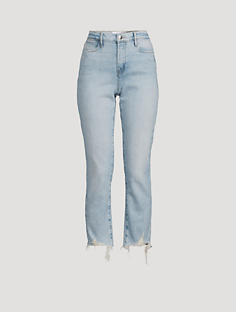 FRAME Le High Straight Jeans With Raw Edge Women's Blue