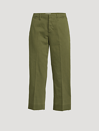 FRAME Le Tomboy Cotton Pants With Released Hem Women's Green