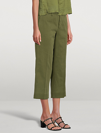 FRAME Le Tomboy Cotton Pants With Released Hem Women's Green