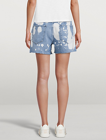 FRAME Le Ultra Baggy Stagger Shorts With Raw Hem Women's Blue